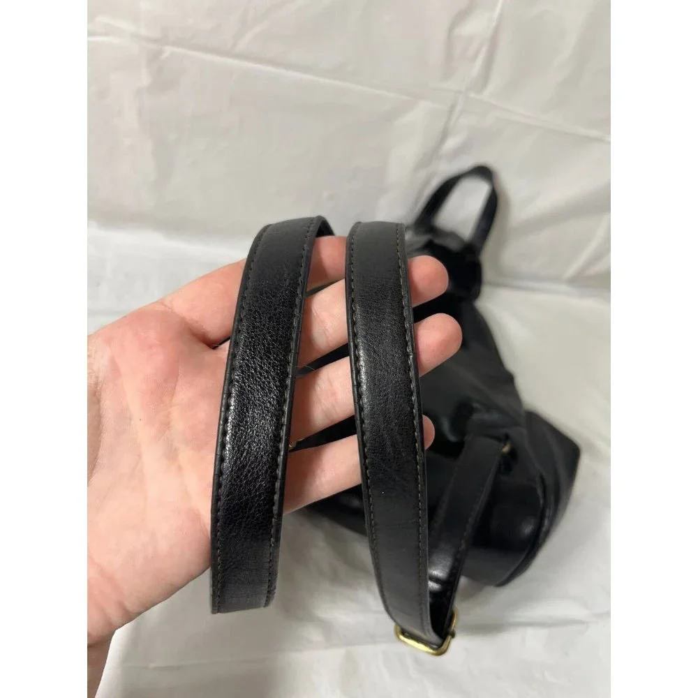 Aurielle Smooth Black Leather Backpack Purse _3